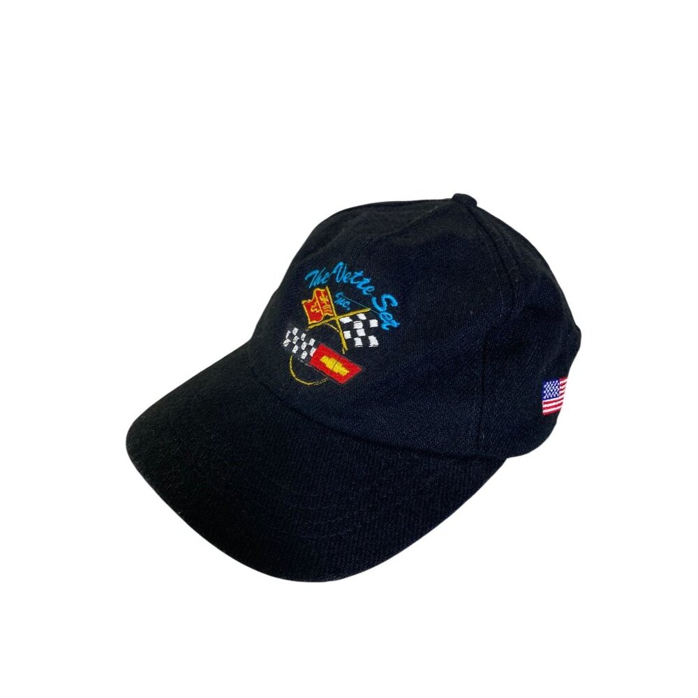 Vintage Black Chevrolet "The Vette Set" Cap Union Made In USA Adjustable‎ USA OS